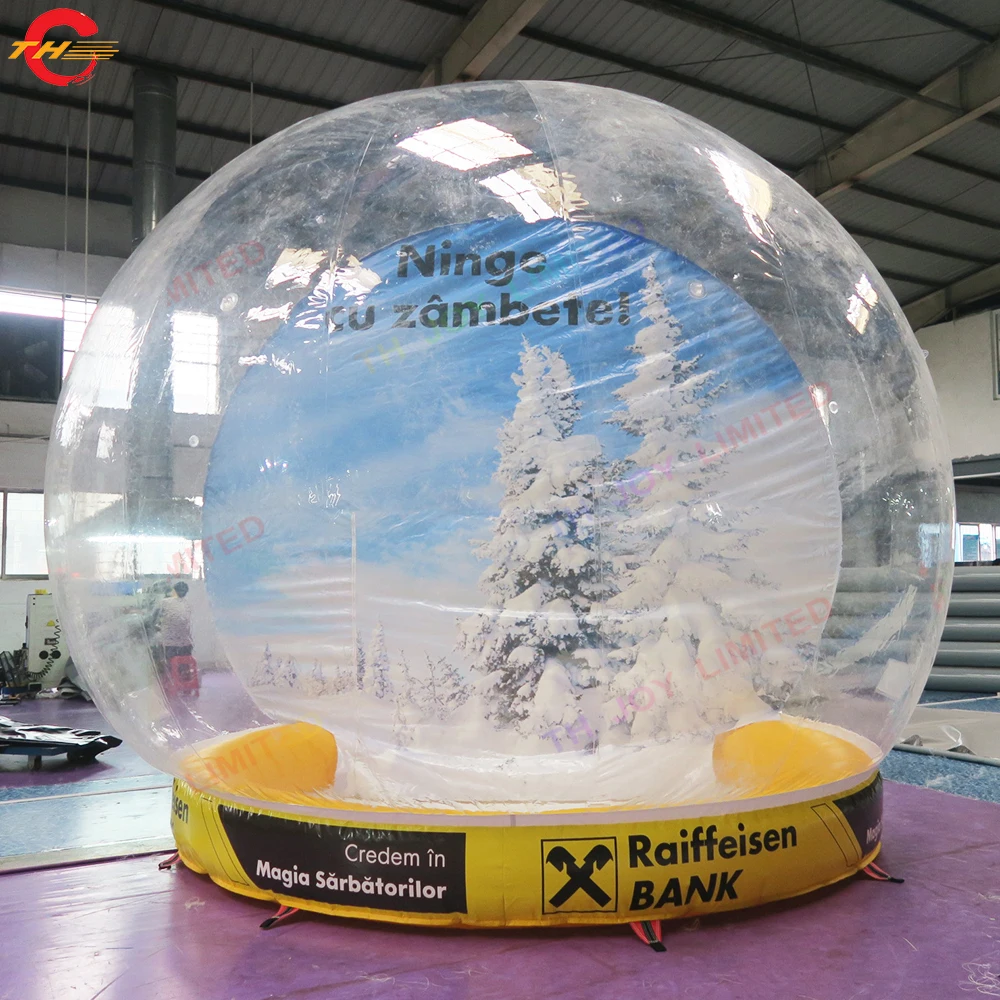 2024 Clear Giant Inflatable Christmas Snow Globe Balls Bubble House for Happy Christmas Decoration Advertising