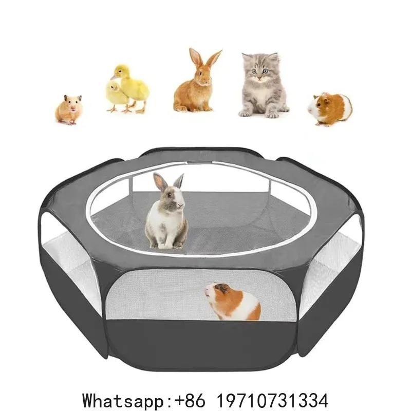 

Small Animals Playpen Pet Cage Tent with Zippered Cover Portable Outdoor Yard Fence for Kitten Puppy Hamster Rabbits Guinea Pigs