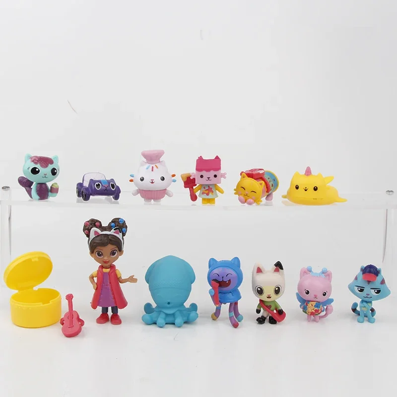 13 Uds V1/2 figura de casa de muñecas Gabby juguete coche sonriente abrazo de gato muñecas de niña Gaby Mercat figura de acción de dibujos animados niños regalos de cumpleaños de Navidad