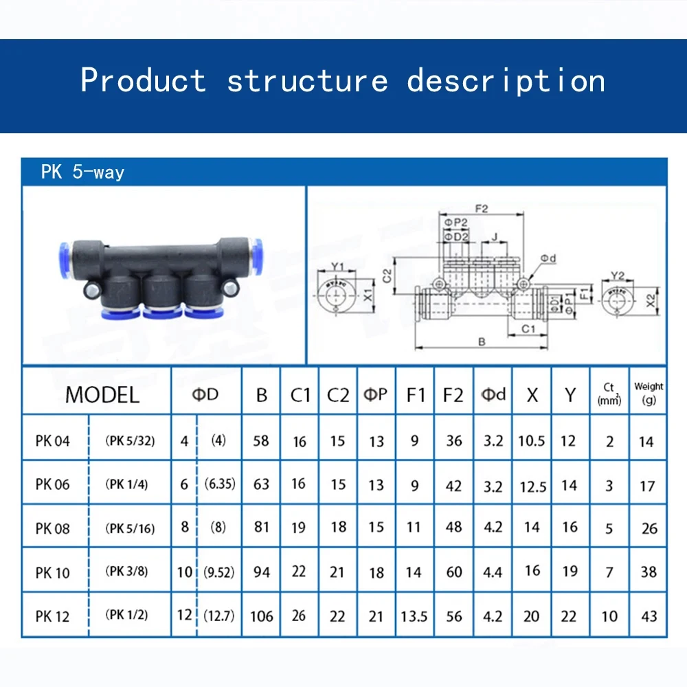 1-50pcs/lot PK Pneumatic Fittings 4mm 6mm 8mm 10mm 12mm Pneumatic Quick Connector for Pneumatic Air Hoses Tube Pipe