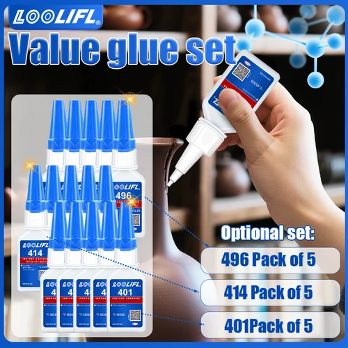 Imagen 1 del producto Superpegamento instantáneo 401, adhesivo Universal fuerte de secado rápido de alta resistencia para resina, cerámica, Metal, vidrio, plástico, madera, potente
