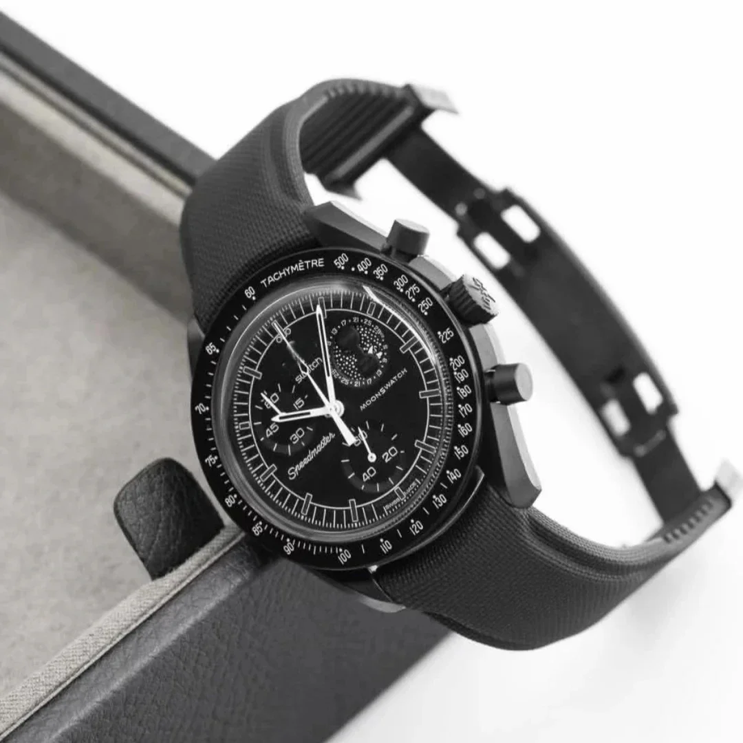 20mm 21mm 22mm Curved End Sailcloth FKM Rubber Watch Strap Universal Fit For Omega Speedmaster Swath Band