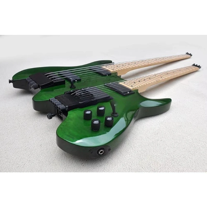 Flyoung Cheap Price Electric Guitar Double Neck Guitar Bass Headless Guitar 4+6 Strings