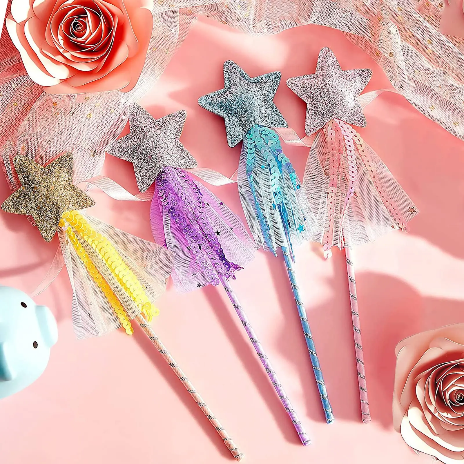 4 piezas de varitas de juguete para mascotas, decoración de cosplay, varitas de cumpleaños, accesorios de fotografía