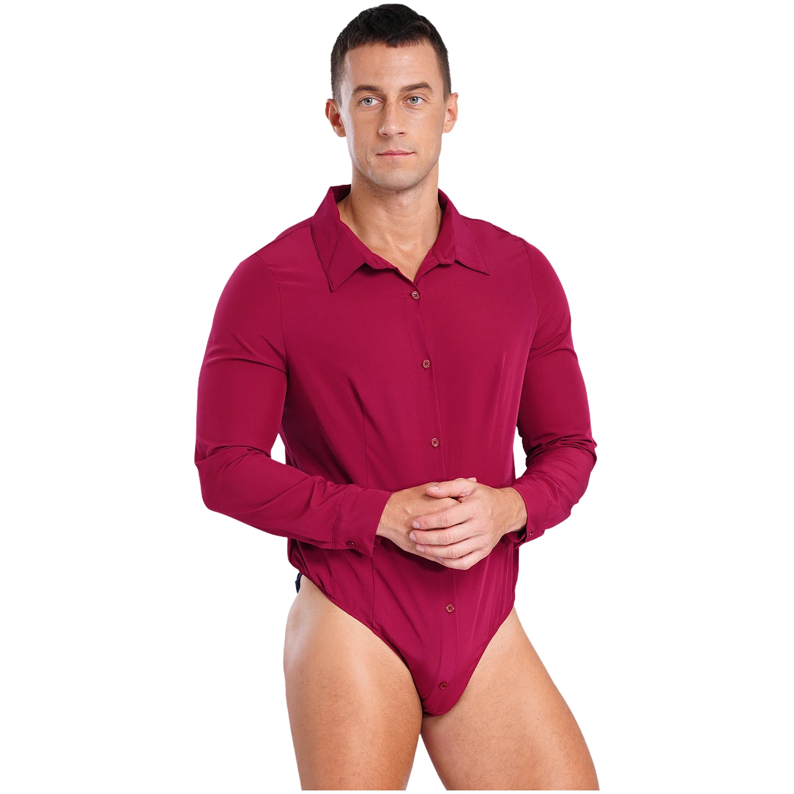 Mens Bodysuit Shirts Tops Long Sleeve Office Work White Blouses OL Shirt Leotard Jumpsuit Male Clothes Business Work Romper - Image 4