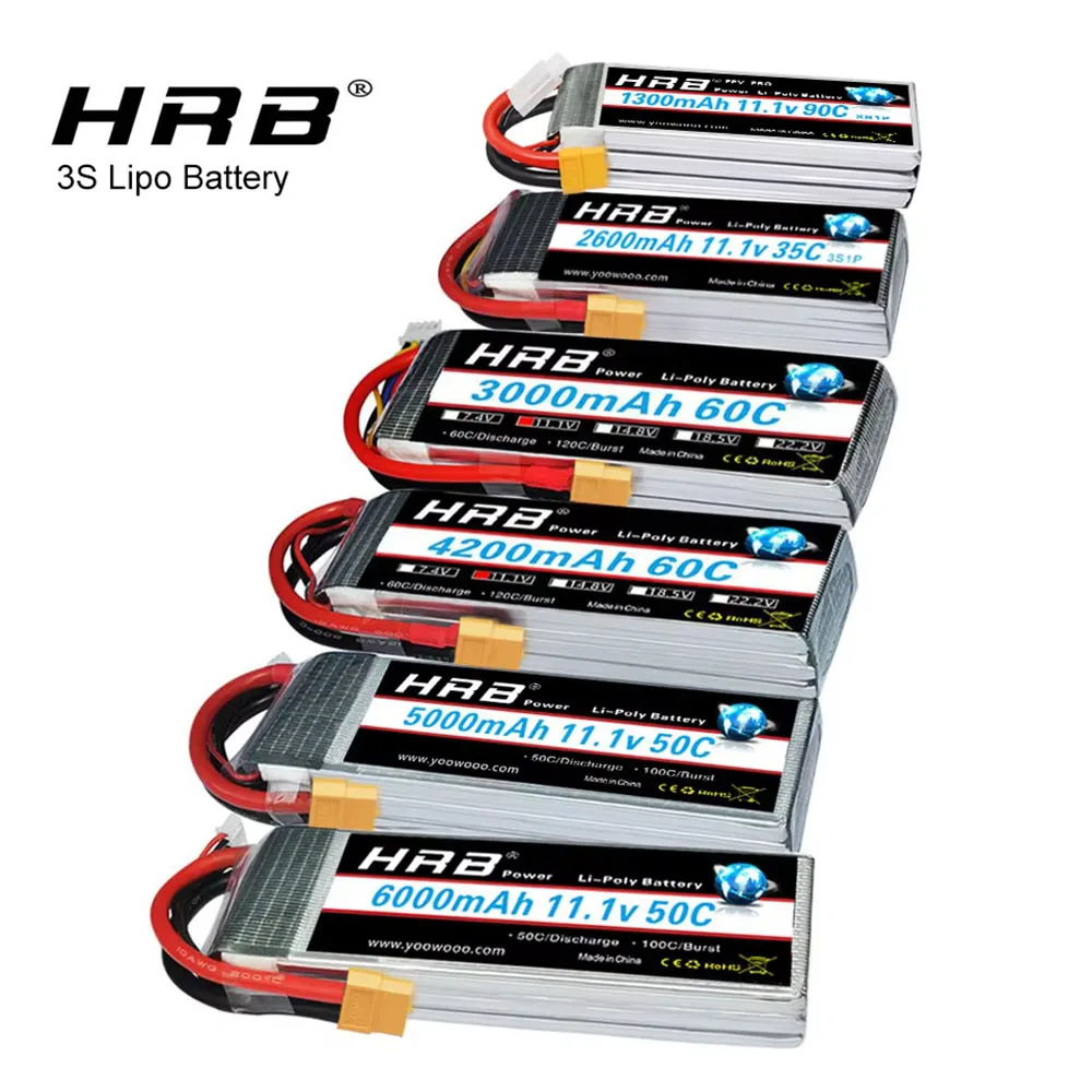 HRB 3S Lipo Batery 11.1v 1300mah 1500mah 1800mah 2200mah 3000mah 4000mah 5000mah 6000mah Lipo Battery for 3S RC Cars Drone Boat