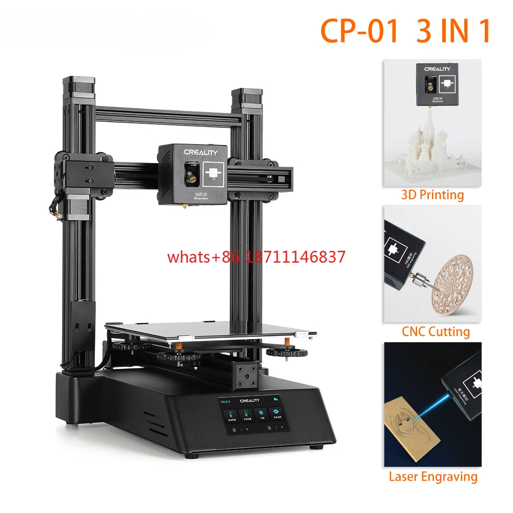 Creality newest CP-01 3d printer 3 in 1 machine for 3D printing, laser engraving, CNC cutting with exchangeable heads