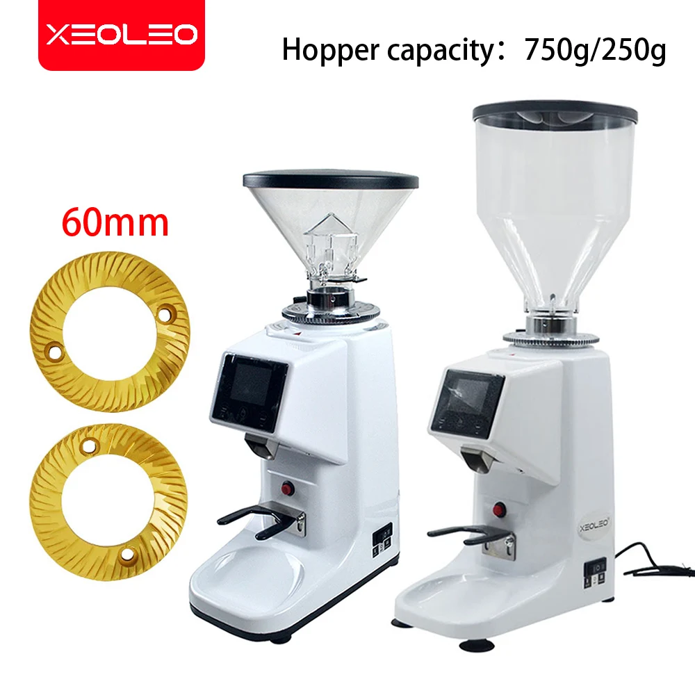 XEOLEO-molinillo de café eléctrico, 60mm, ajuste de rebaba plana, máquina eléctrica de moler de granos de café Espresso, Panel táctil