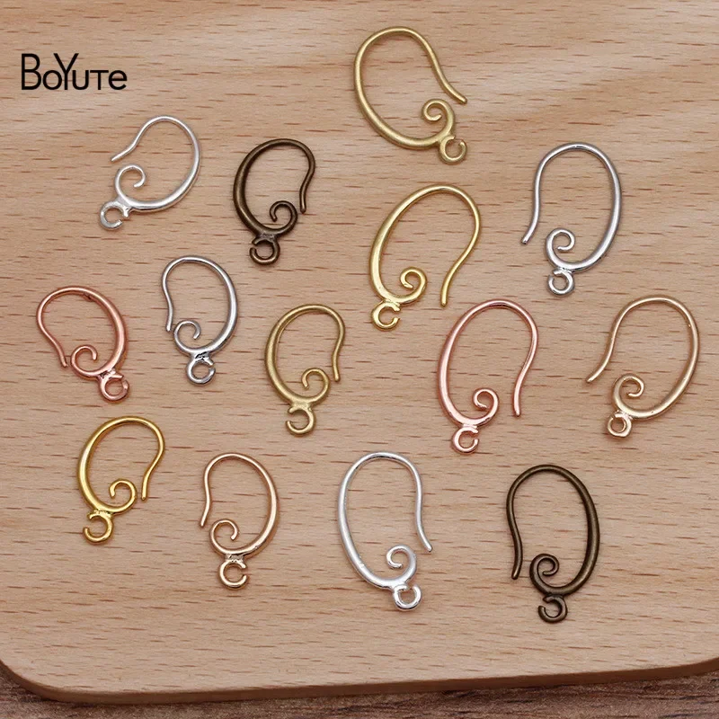 BoYuTe (50 Pieces/Lot) 16*9mm 19*11mm Metal Brass Ear Hook Earring Accessories Diy Handmade Jewelry Materials