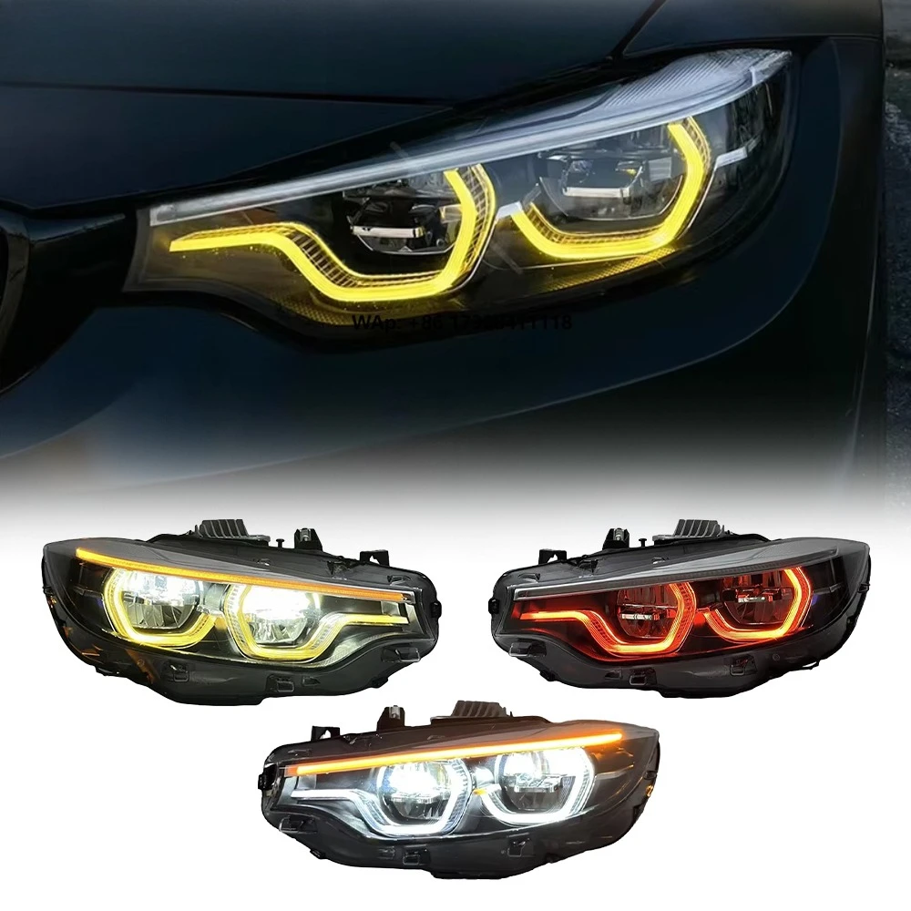 

Фары HETOP F32 2013-2019, трехцветные, в стиле IKON, для BMW 4 серии F33 F36 F80 M3 F82 M4, с ДХО (белый, желтый, красный) LED