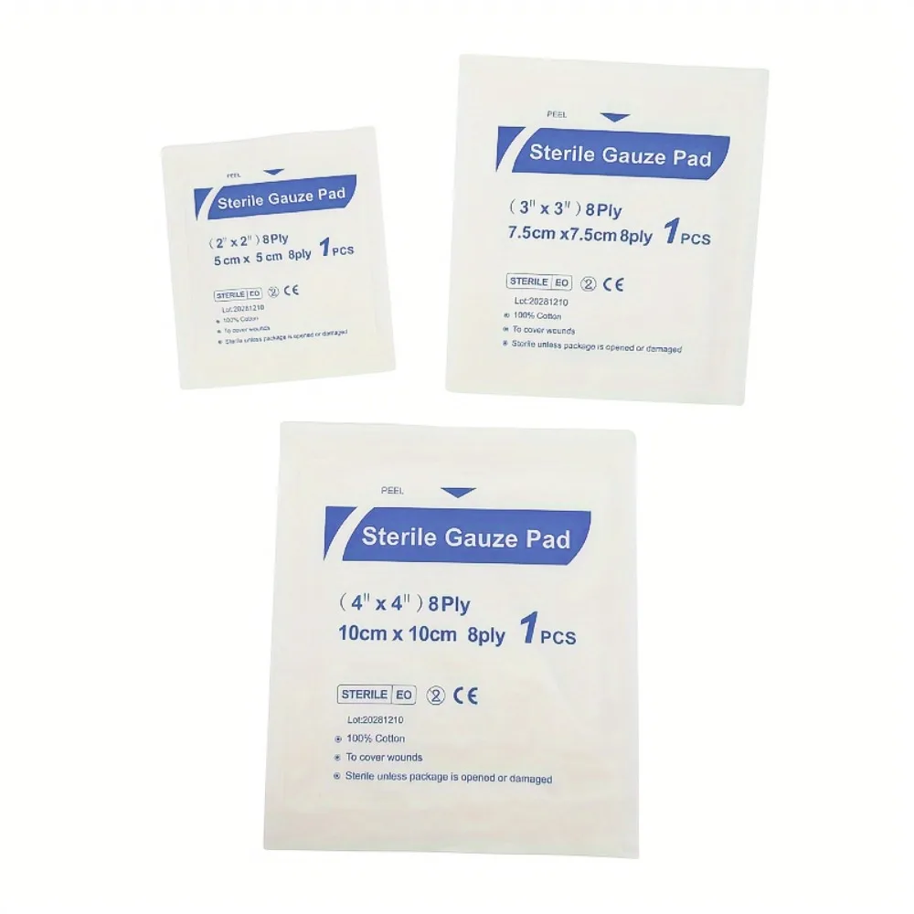 10Pcs Non-Sterile Disposable Cotton Gauze Pads Absorbent Dressing Wipes Bandage Roll for First Aid Kit and Wound Care