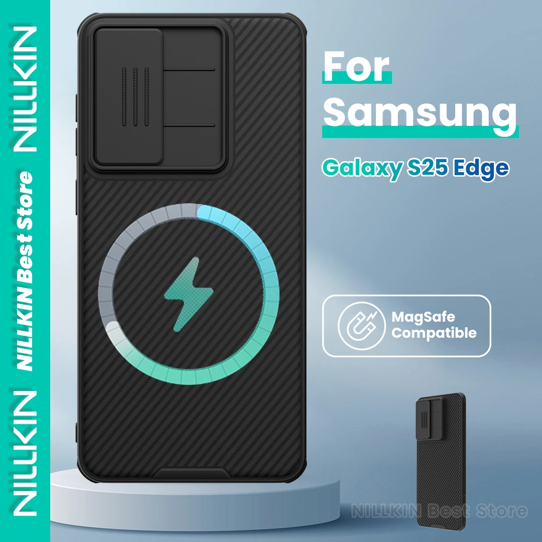 

Чехол Nillkin для Samsung Galaxy S25 Edge, раздвижная защита для линз, беспроводная зарядка, текстура, четыре угла, подушка безопасности, защита от падения