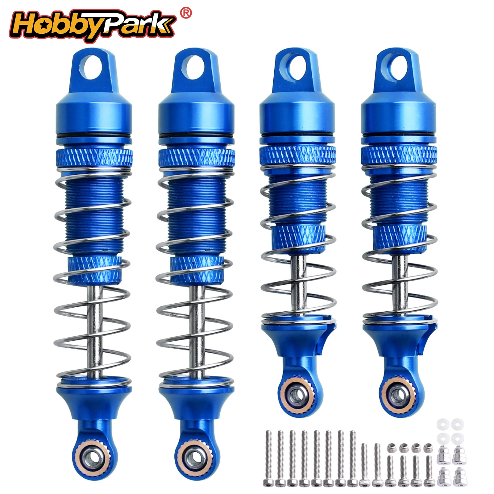 HobbyPark Aluminum Shocks Absorber Front Rear Metal Replace LOS314004 LOS314005 for 1/18 Losi Mini-T 2.0 Mini-B (4-Pack) Blue