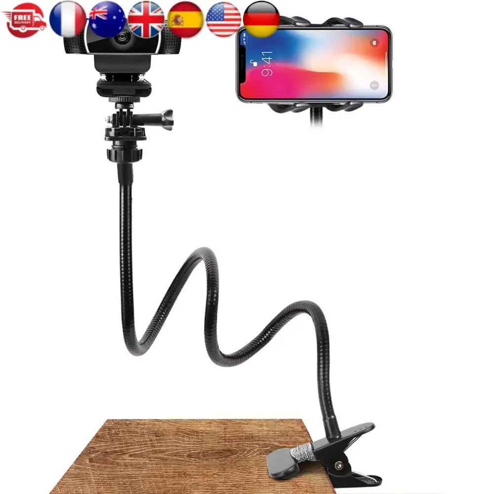 

Гибкая настольная подставка для веб-камеры с зажимом на гибкой стойке для Gopro/Logitech C925e C922x