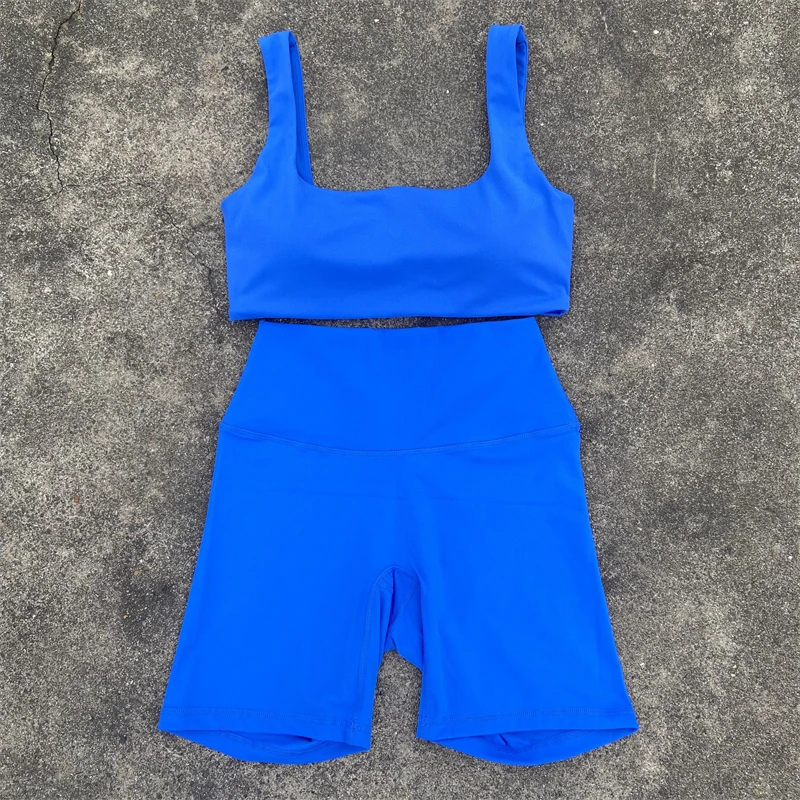 2 Piece Yoga Set Gym Sports Set Women Workout Clothes Fitness Suit Sports Bra Top High Waist Short Legging Running Tracksuit