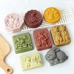 Easter Cute Rabbit Silicone Soap Mold 3D Rabbit Aromatherapy Candle Making Mould DIY Handmade Gypsum Resin Process Casting Tool