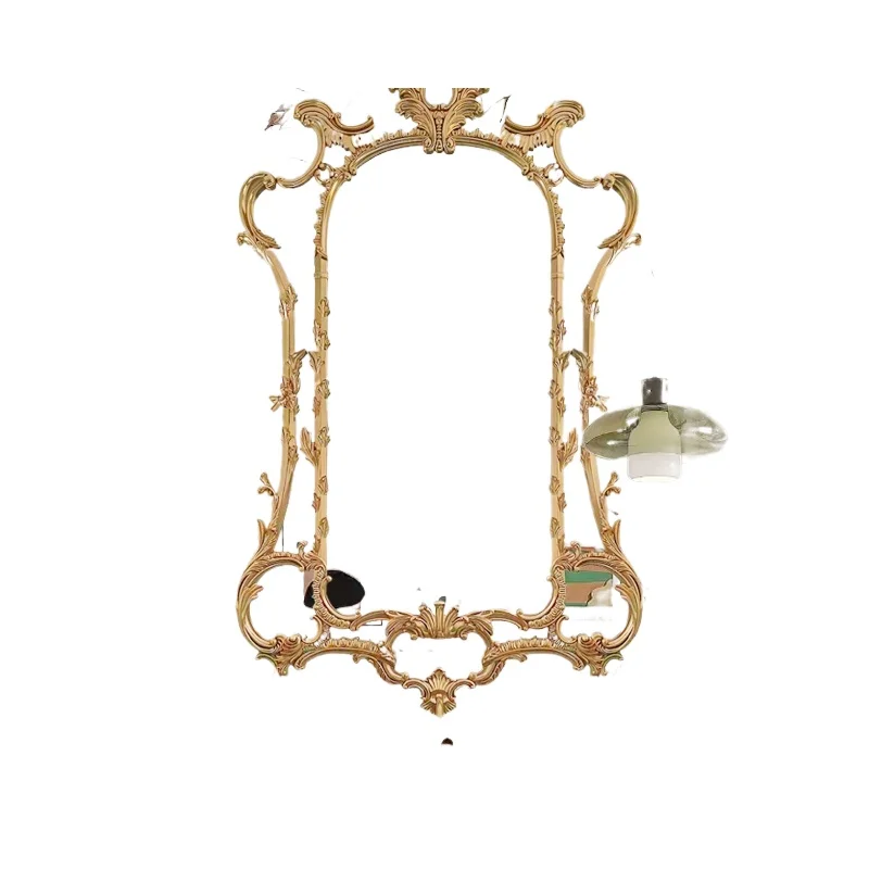French retro bathroom makeup mirror European carved decorative  mirror bathroom wash wall hanging vanity