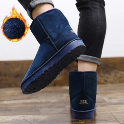 Men Cotton Shoes Warm Snow Boots Casual Shoes High Top Shoes Mid-calf Winter Couples Male Style Classic Blue 39-45