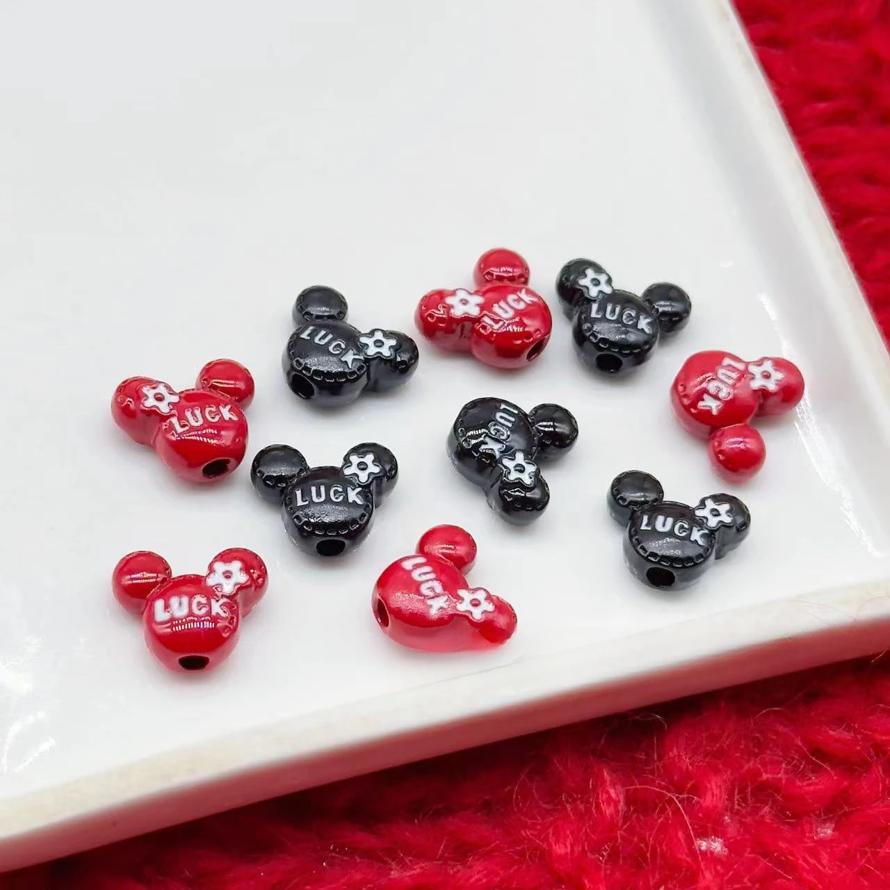 5pcs DIY Paint Alloy Disney Luck Mickey Minnie Beads for Mobile Phone Chain Keychain Bracelet Necklace Jewelry Loose Beads