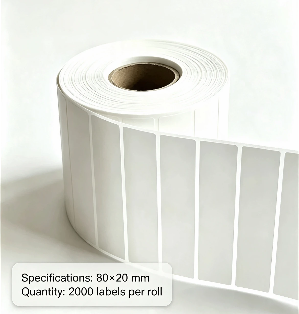 White PP synthetic paper label, size 80x20mm, 2000 strong adhesive, waterproof and oil-resistant