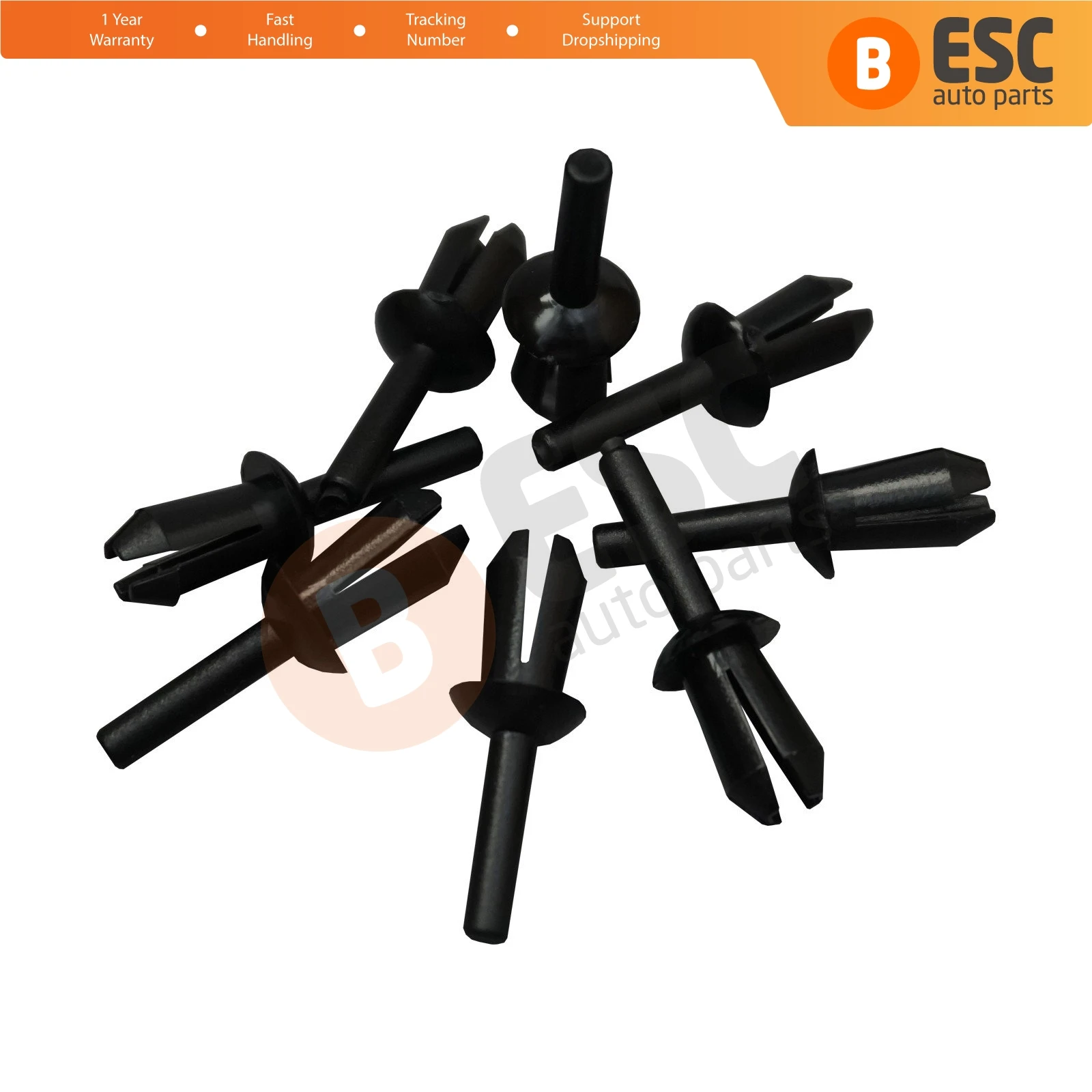 

ESC ECF5058 10 Pieces Expanding Mounting Rivet Clips for Renault 7703072116 BMW 1161881149 VW N10259301