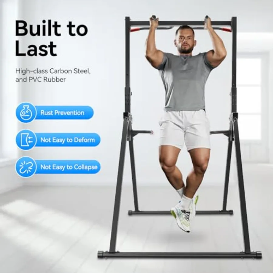 折りたたみ式自立型パワータワー懸垂バー、調整可能な多機能ワークアウトステーション、耐荷重440ポンド、ホームジム用