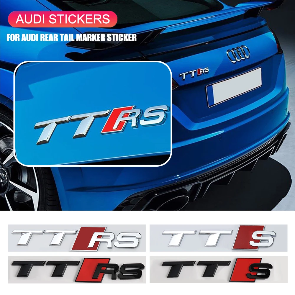 1PCS 3D ABS Numbers Letter Emblem Car Fender Rear Trunk Sticker For Audi TTS TTRS Logo A3 A4 A6 A7 TT RS Replacement Accessories