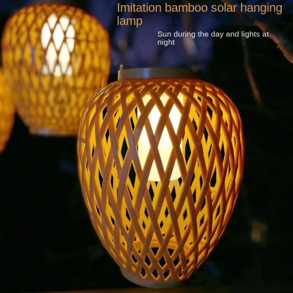 Solar Bamboo Weaving Lantern Waterproof 600 mAh Chinese Lantern Lights Warm Light LED Garden Decorative Light