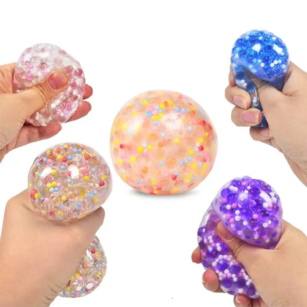 Squeeze Ball Toy Flexible Colorful Foam Beads Pinch Toys Stress Relief Soft TPR Vent Ball Squishes Decompression Kid Toy Gift