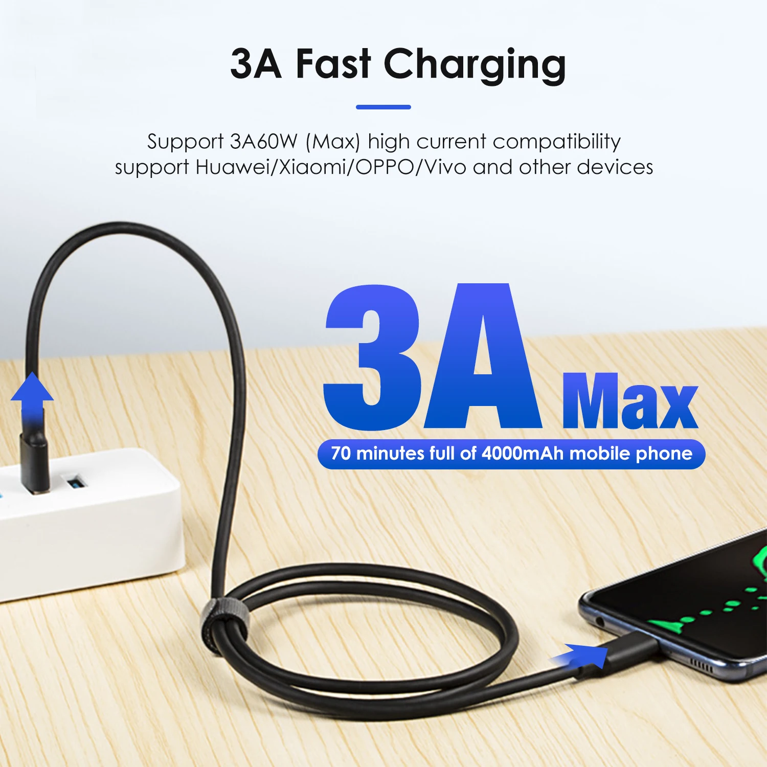 USB3.2 10Gbps Cable USB Type A to USB C 3.2 Gen2 Cable Data Transfer USB C SSD Hard Disk Cable 3A 60W QC 3.0 Fast Charging 2m 3m