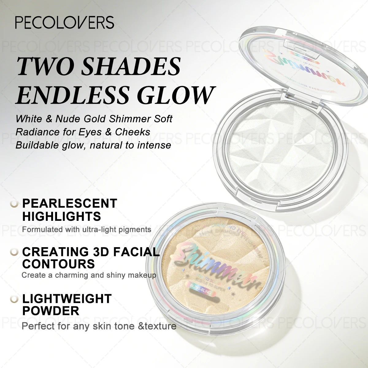1PC Waterproof  High-gloss Powder, with Fine Powder Texture, Metallic Luster, Brightening The Eyes and Face, Long-lasting