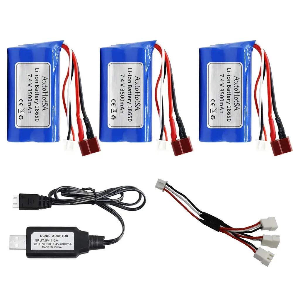 18650 7.4 V 3500 mAh 2 S Li-ion batterij T plug en oplader voor SCY-16102PRO SCY-16101PRO SCY-16103PRO SCY-16201PRO R/C auto onderdelen