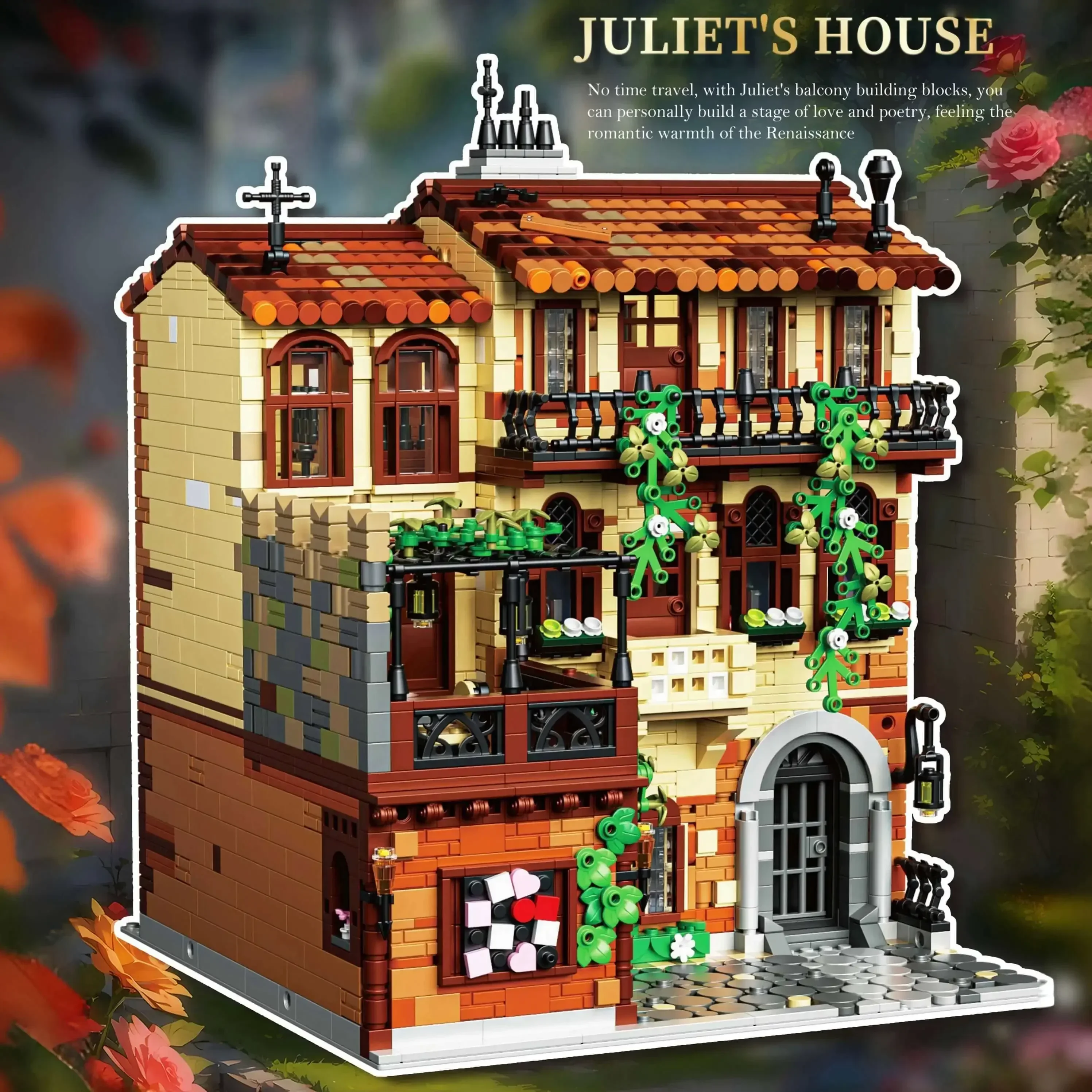 Idea moc arquitetura atrações famosas varanda de blocos de construção julietados modelo de montagem vila casa tijolos brinquedo presentes