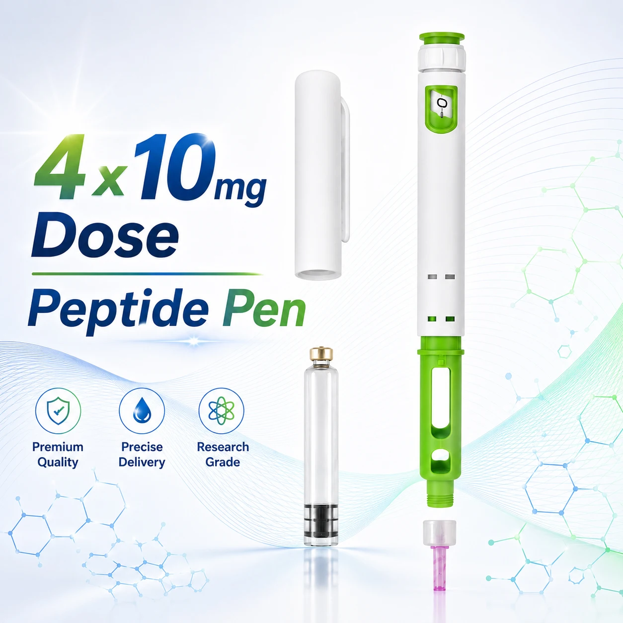 Doses in One Pen Set-10PCS 4×10mg Adjustable Disposable Injection Pens 3ml Empty Plastic Pen for Weight Management