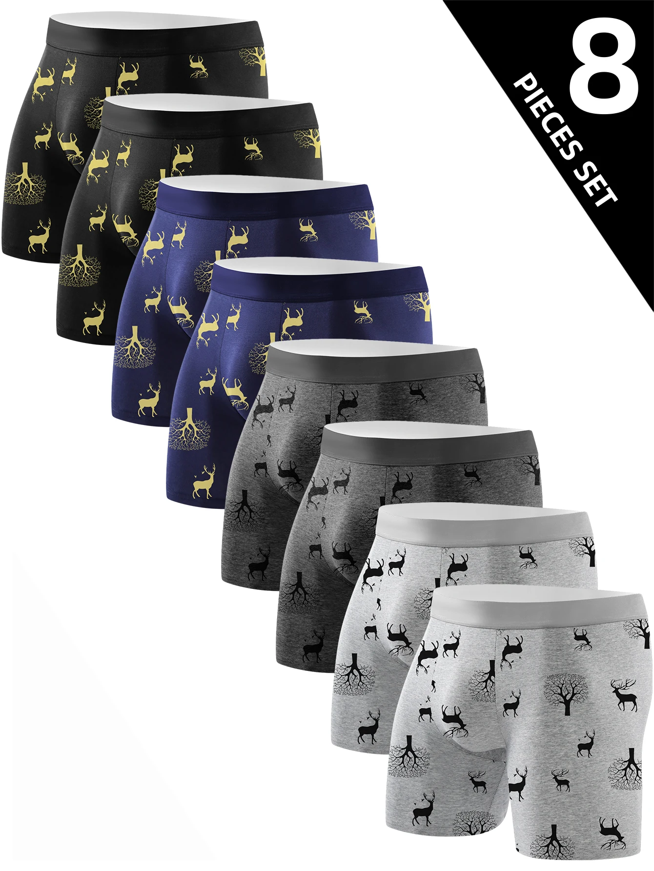 8pcs Men's Underwear Comfortable Skin-friendly Men's Long Boxer Briefs Fashionable Personal Casual Men's Sports Fitness Pants
