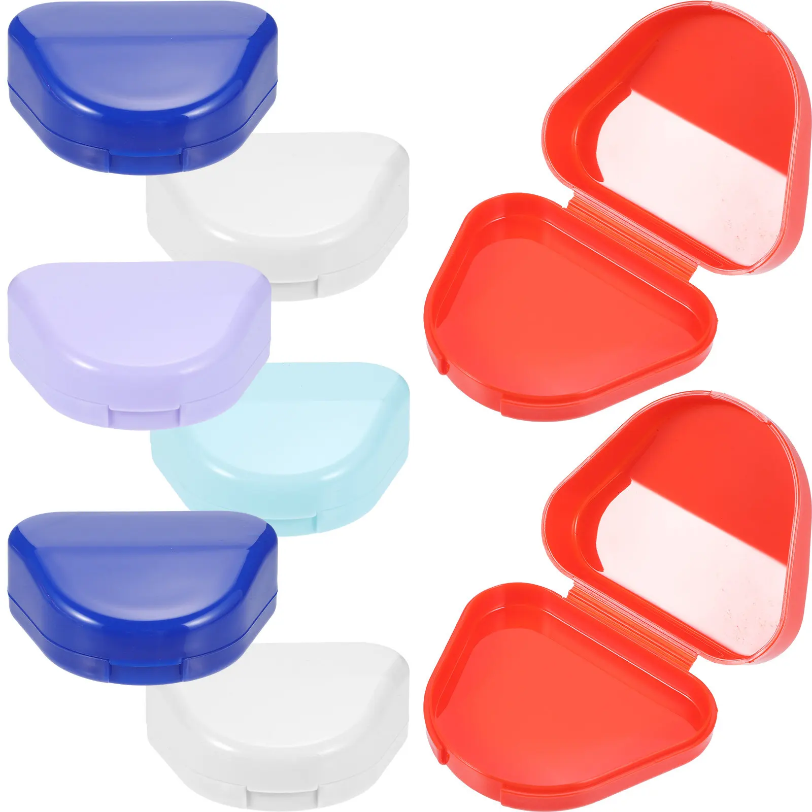 

Набор из 8 миниатюрных портативных контейнеров для зубных протезов, удобные дорожные футляры для женских ретейнеров и капп, для использования на улице