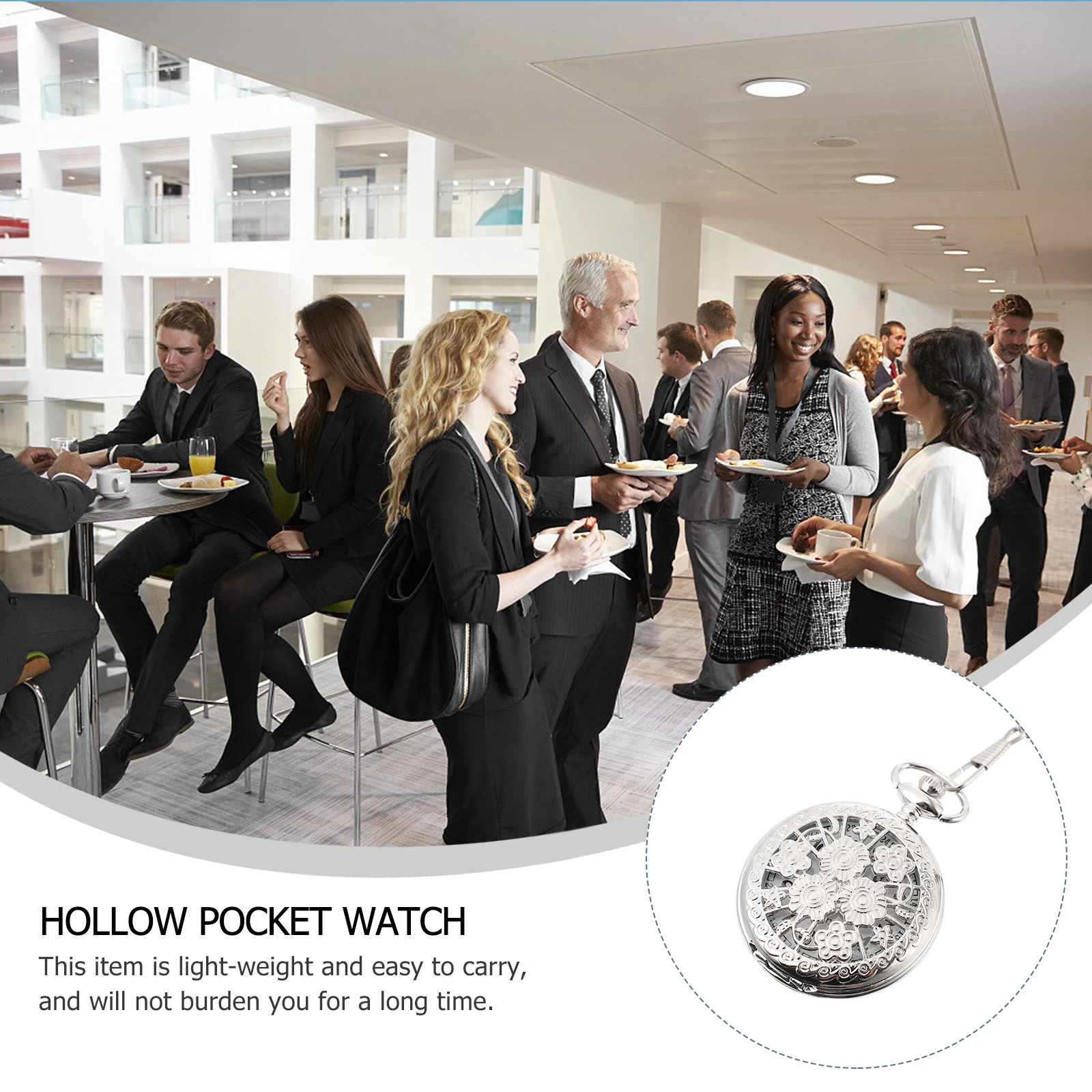 

Mechanical Pocket Watch Men Watches Relief Flower Alloy for Silver Quartz Nurse