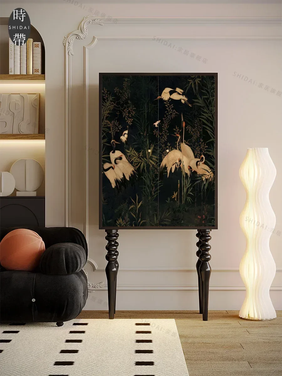 프랑스 계획 크레인 거실 스토리지 스토리지 통합 다기능 단단한 나무 진품 캐비닛 높은 발 캐비닛