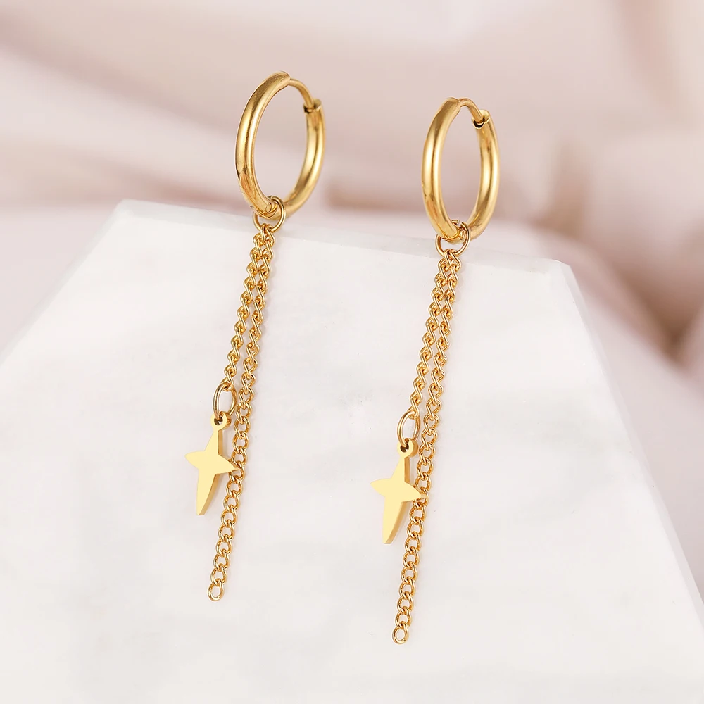 Women's Stainless Steel Geometric Hexagonal Dangle Earrings