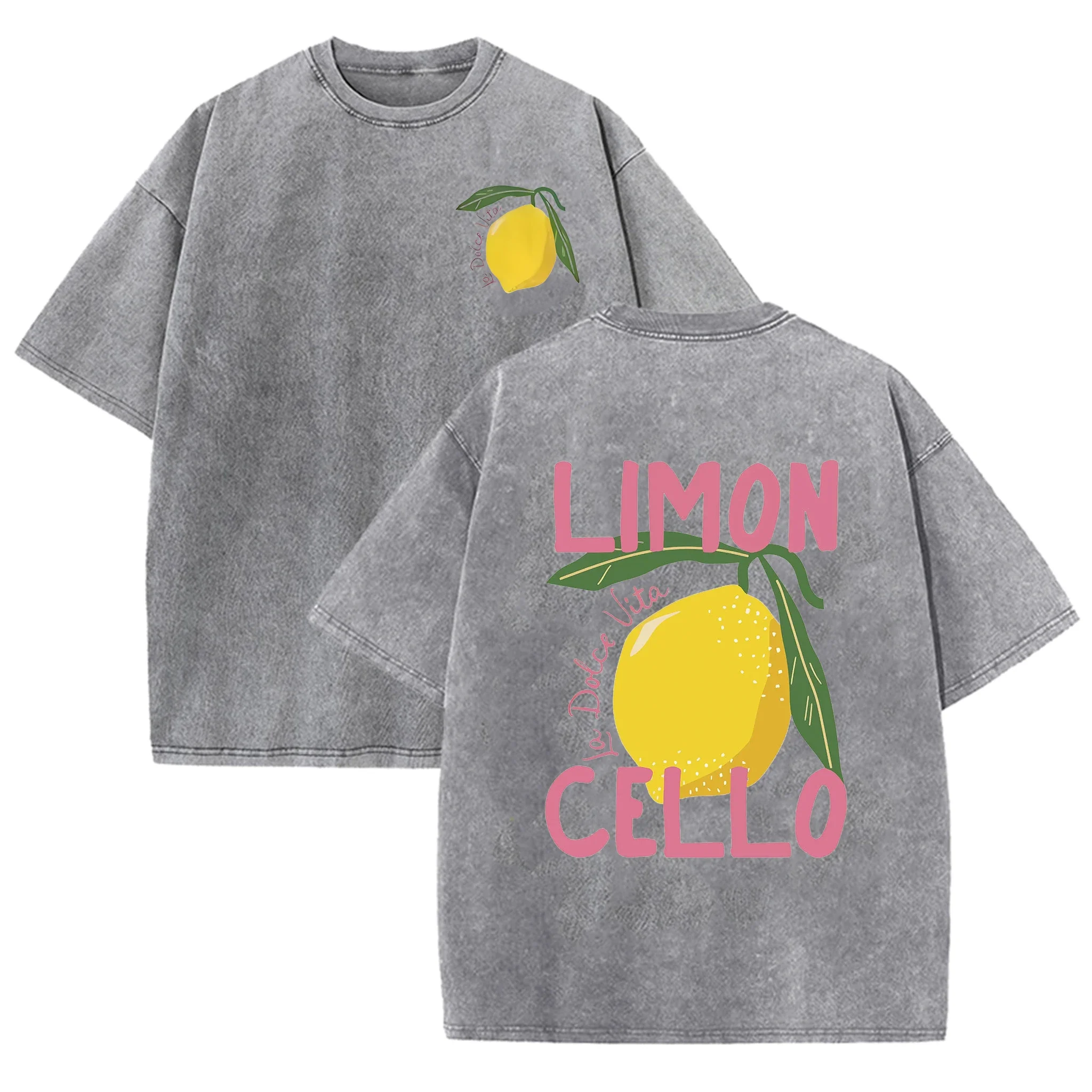 2026 New LIMON Cello Lemon Pattern T-Shirt 100% Cotton Loose Fit Y2K Korean Fashion Tees Funny Egirl Casual Daily Tops For Women - view 4