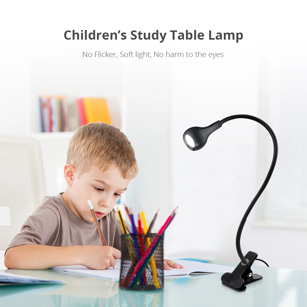 Lámpara LED de lectura con Clip para mesa de cama, luces nocturnas flexibles y libres alimentadas por USB con interruptor de botón