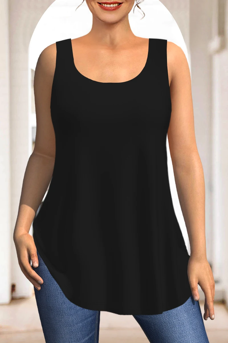 Plus Size Women Fashion Casual Shirts Black Shiny Sequins 3/4 Sleeves Two Piece Shirts  Cover Up Tops with Vest