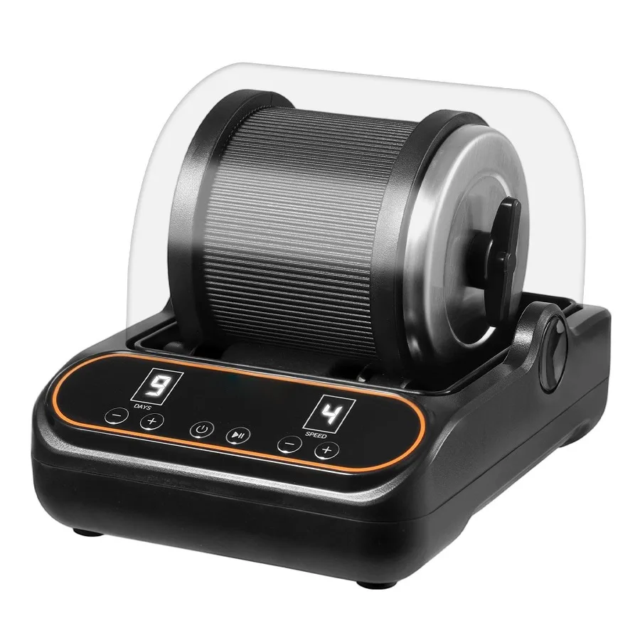 Rock Tumbler 2 lb Polishing Machine with PC Sound Reduction Cover and TPU Drum 4-Speed Adjustment 19 Day Timer Direct Drive Mot