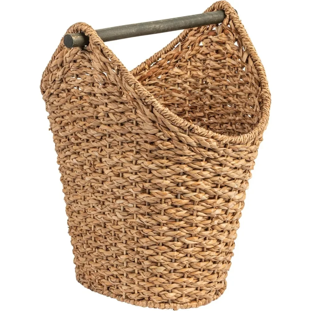 

Bankuan Braided Oval Toilet Paper Basket with Wood Bar