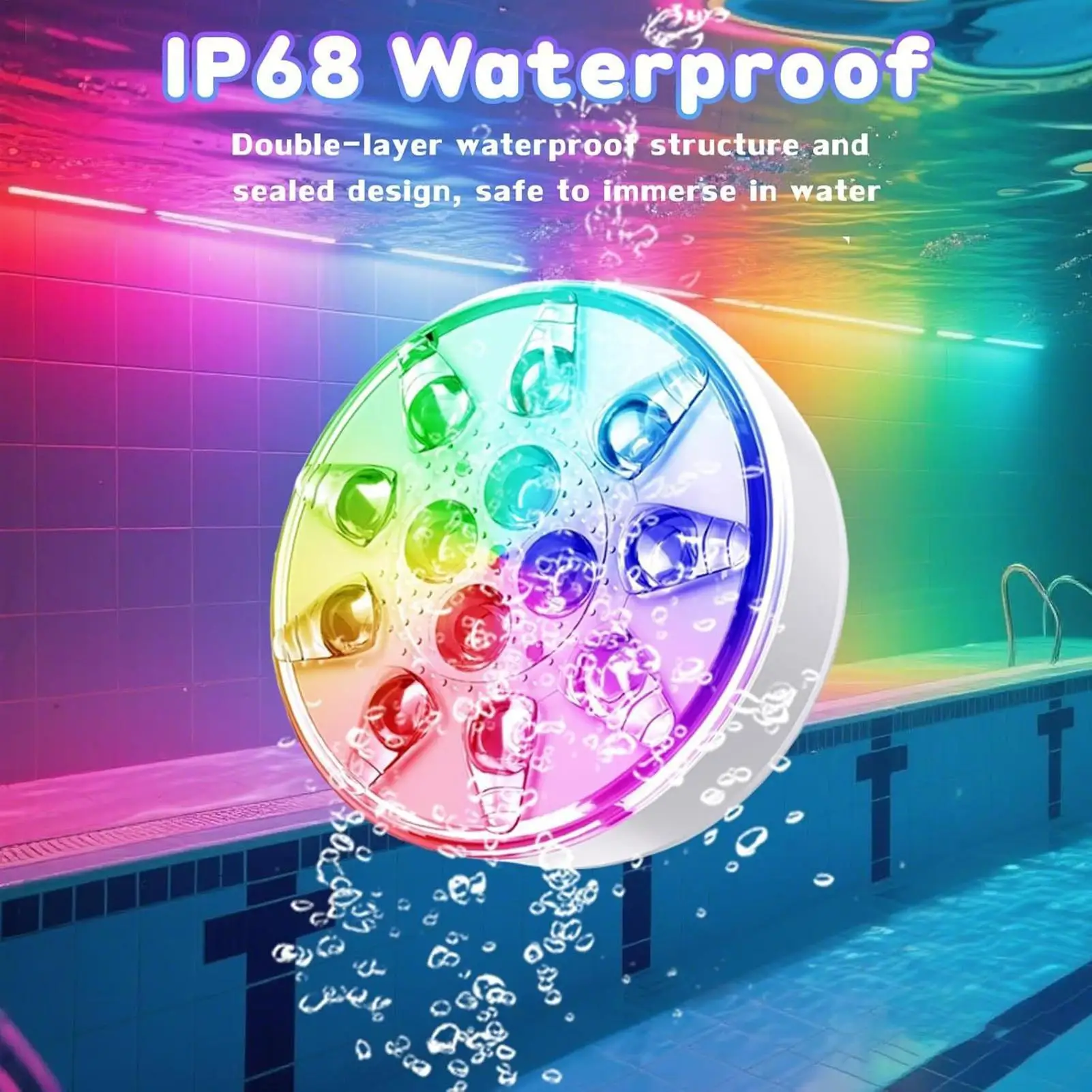 

Swimming Pool Lights Pool Lights Underwater with Remote Control 2 Piece Rechargeable Bulb Lamp Spotlight 16 Colors Waterproof