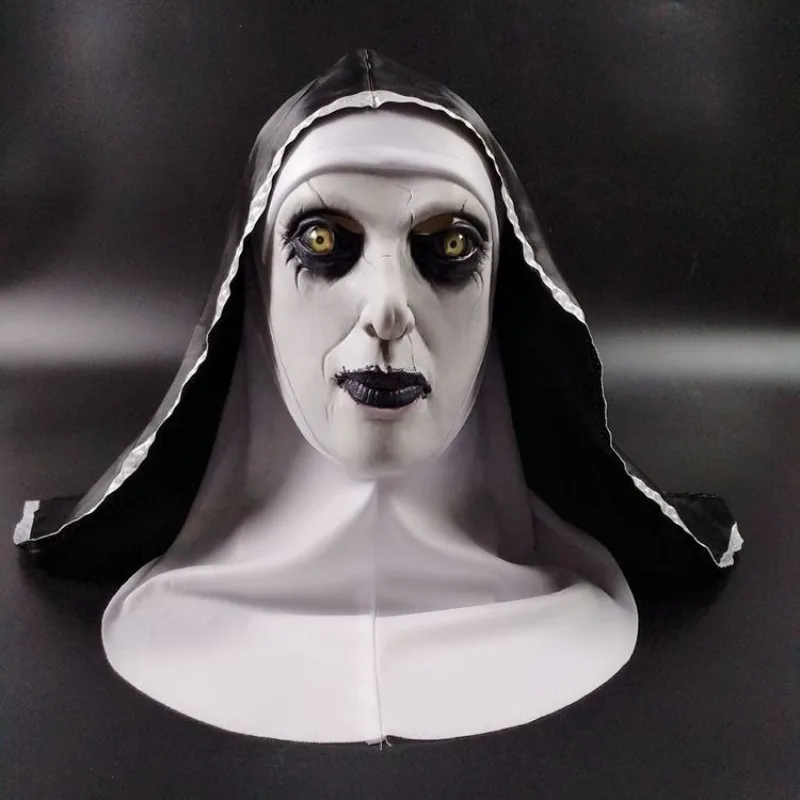 

Summoning 2 Latex Nun Mask Halloween Horror Makeup Mask Tricking Ghost Face Scary Headset Costume Props Cosplay Mask