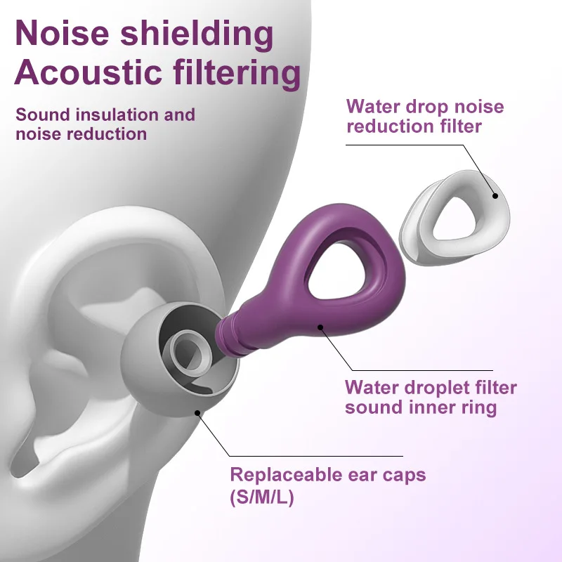 Silicone Noise Cancelling Earplugs Waterproof for Sleeping Swimming Study Reusable Hearing Protection Set Men Women