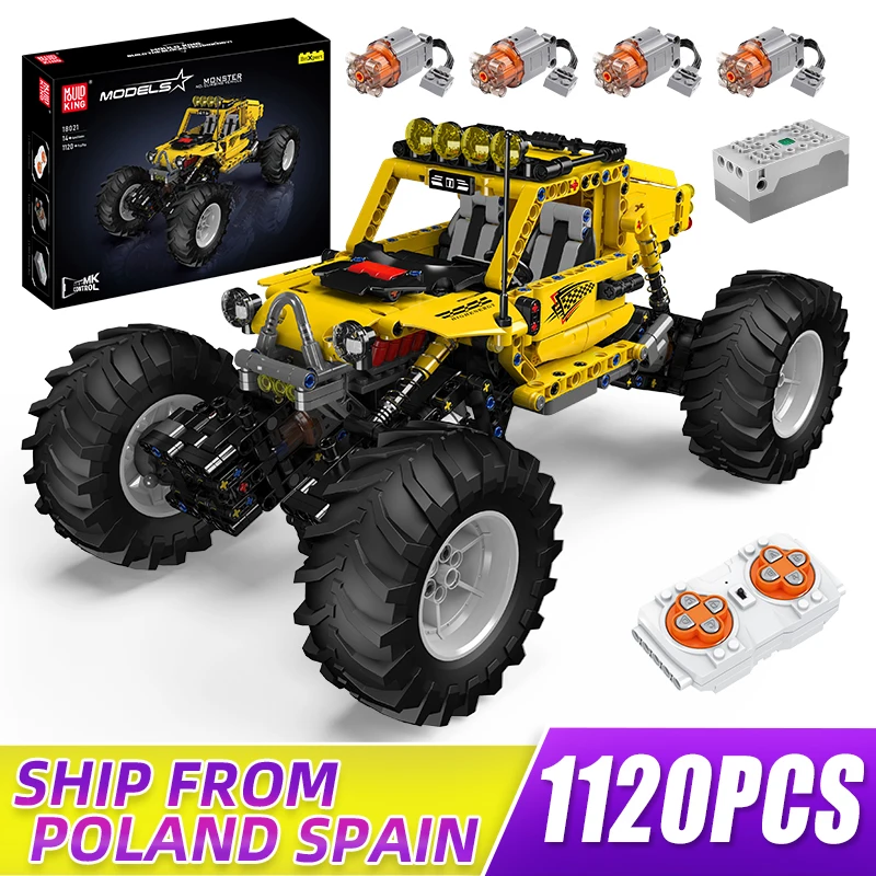 MOULD KING 18021 High-Speed Remote Control Climbing Car Off-Road Trucks Technical Building Blocks Toys Set for Teenager