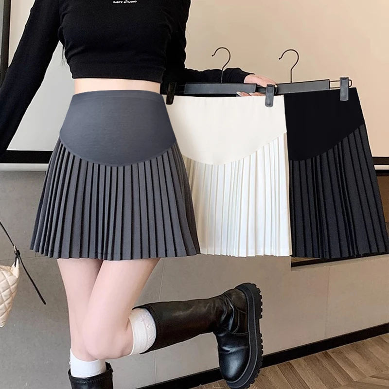 Summer Fashion Pleated A Line Mini Skirts Maternity Elastic Waist Belly Hot Bottoms for Pregnant Women 24ss Y2k Youth Pregnancy