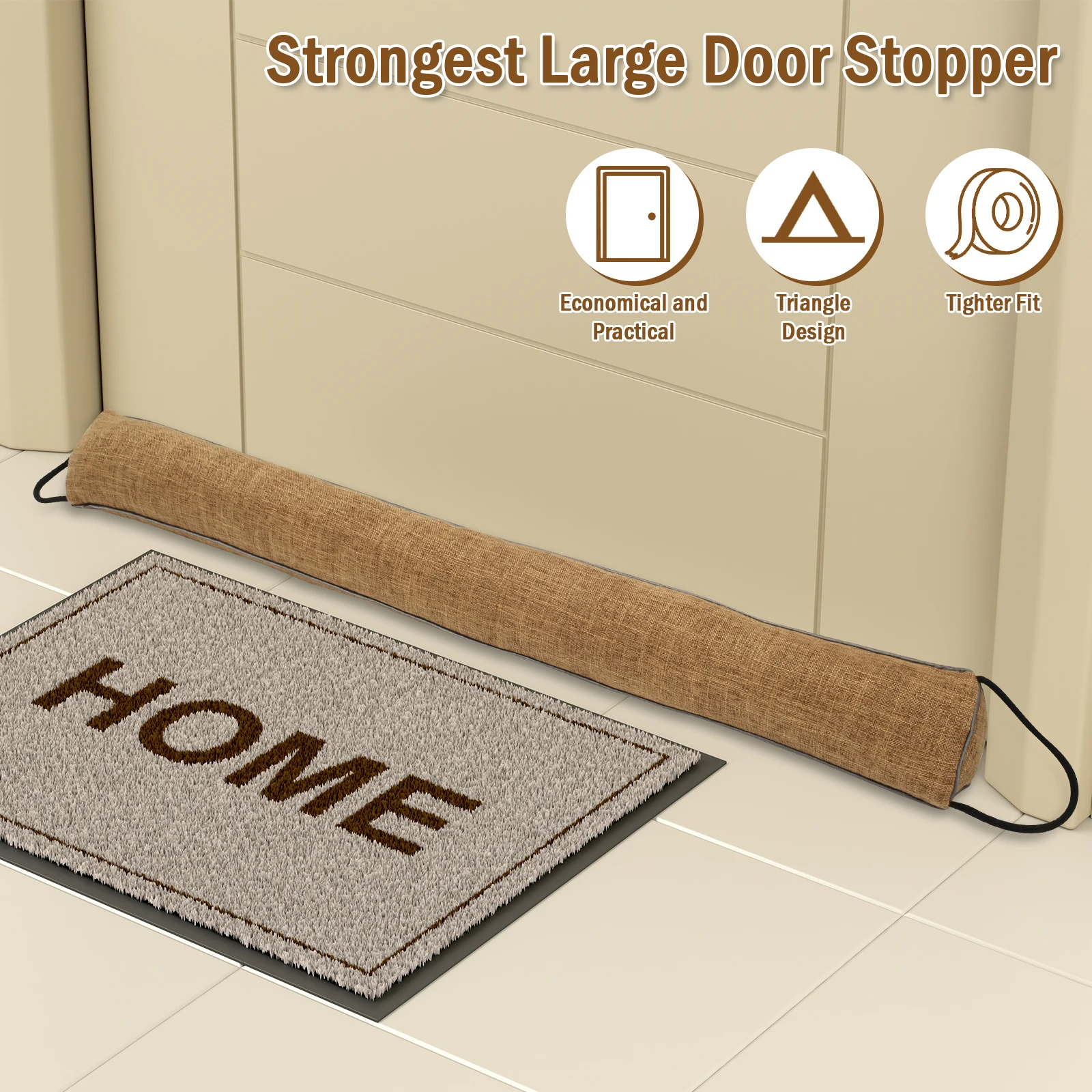 New Door Bottom Sealing Strip Under Door Draft Stopper Wind Reduction Noise Blocker Insects Door Stopper Guard Holder with Loops